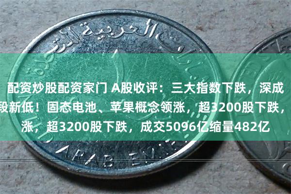 配资炒股配资家门 A股收评：三大指数下跌，深成指、创业板指均创阶段新低！固态电池、苹果概念领涨，超3200股下跌，成交5096亿缩量482亿