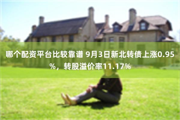 哪个配资平台比较靠谱 9月3日新北转债上涨0.95%，转股溢价率11.17%