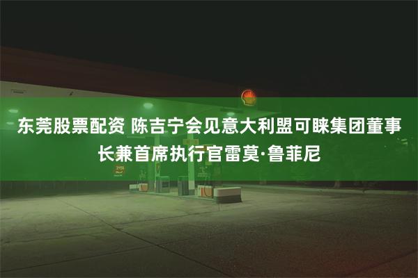 东莞股票配资 陈吉宁会见意大利盟可睐集团董事长兼首席执行官雷莫·鲁菲尼