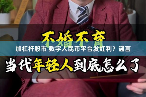 加杠杆股市 数字人民币平台发红利？谣言