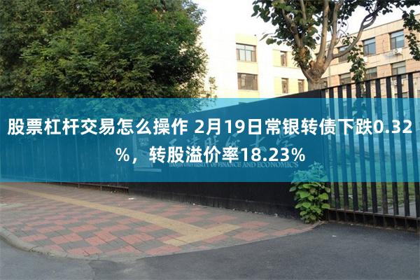 股票杠杆交易怎么操作 2月19日常银转债下跌0.32%，转股溢价率18.23%