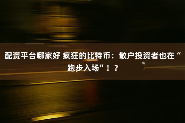 配资平台哪家好 疯狂的比特币：散户投资者也在“跑步入场”！？
